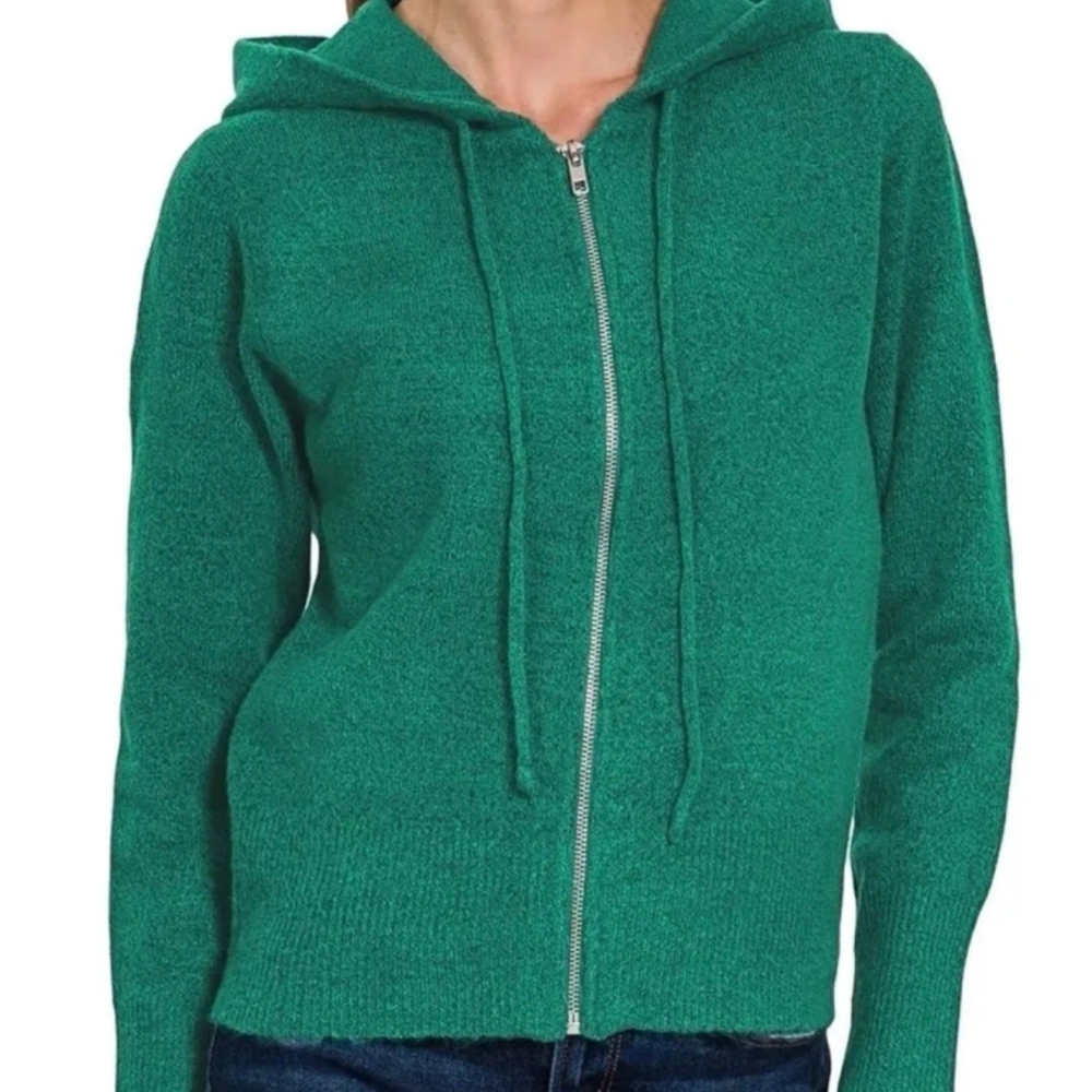 Zenana Green Women's Hoodie Zip Up